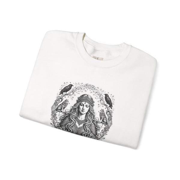 Witchy Goddess Crewneck Sweatshirt – Mystical Raven Illustration