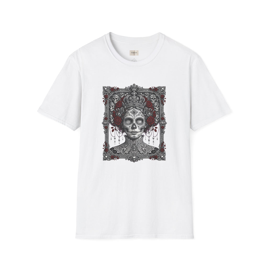 Skull Queen T-Shirt — Gothic Day of the Dead Floral Tee