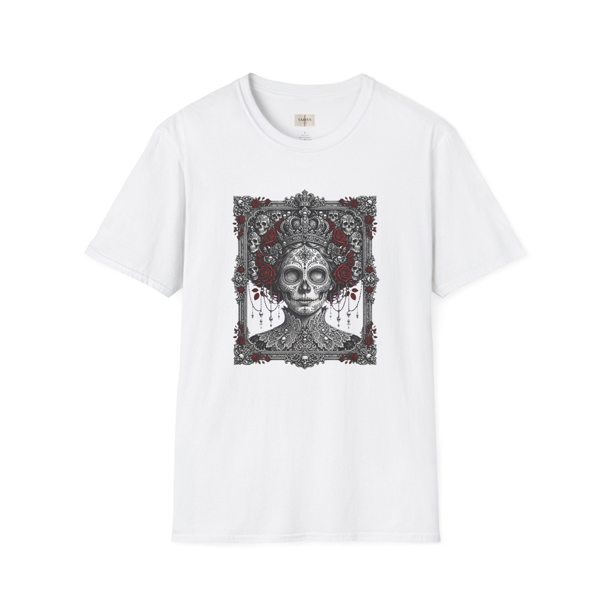 Skull Queen T-Shirt — Gothic Day of the Dead Floral Tee