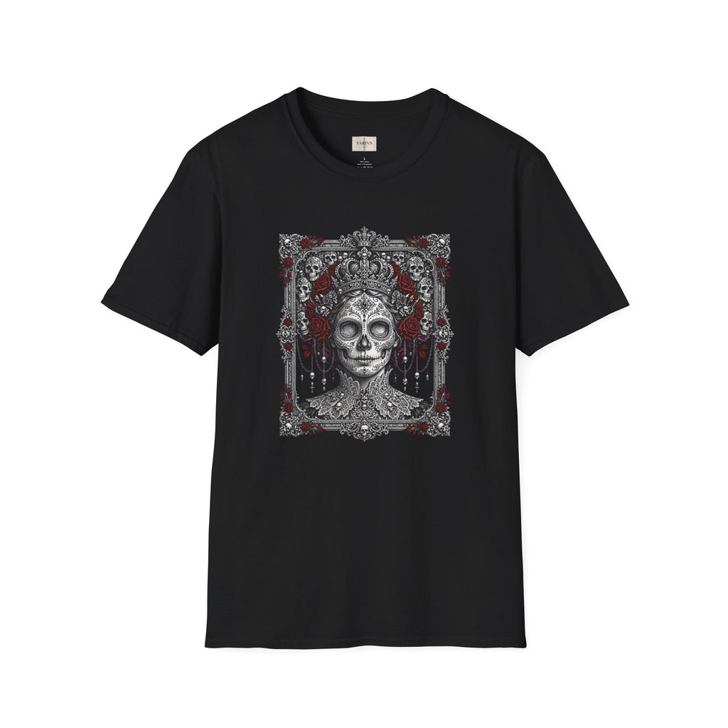 Skull Queen T-Shirt — Gothic Day of the Dead Floral Tee