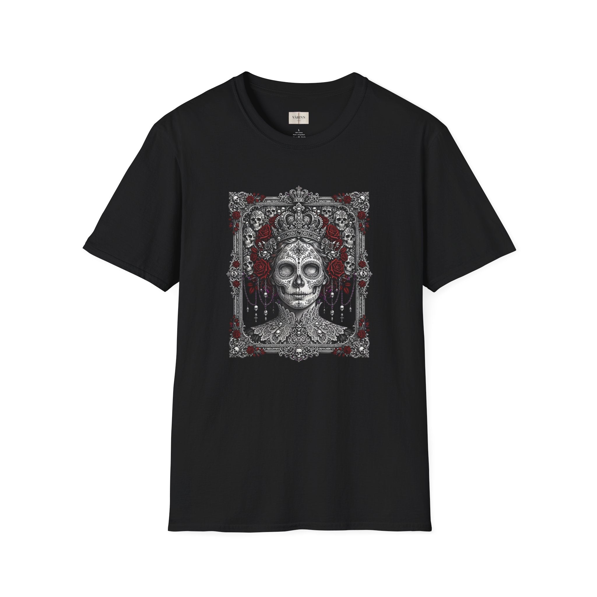 Skull Queen T-Shirt — Gothic Day of the Dead Floral Tee