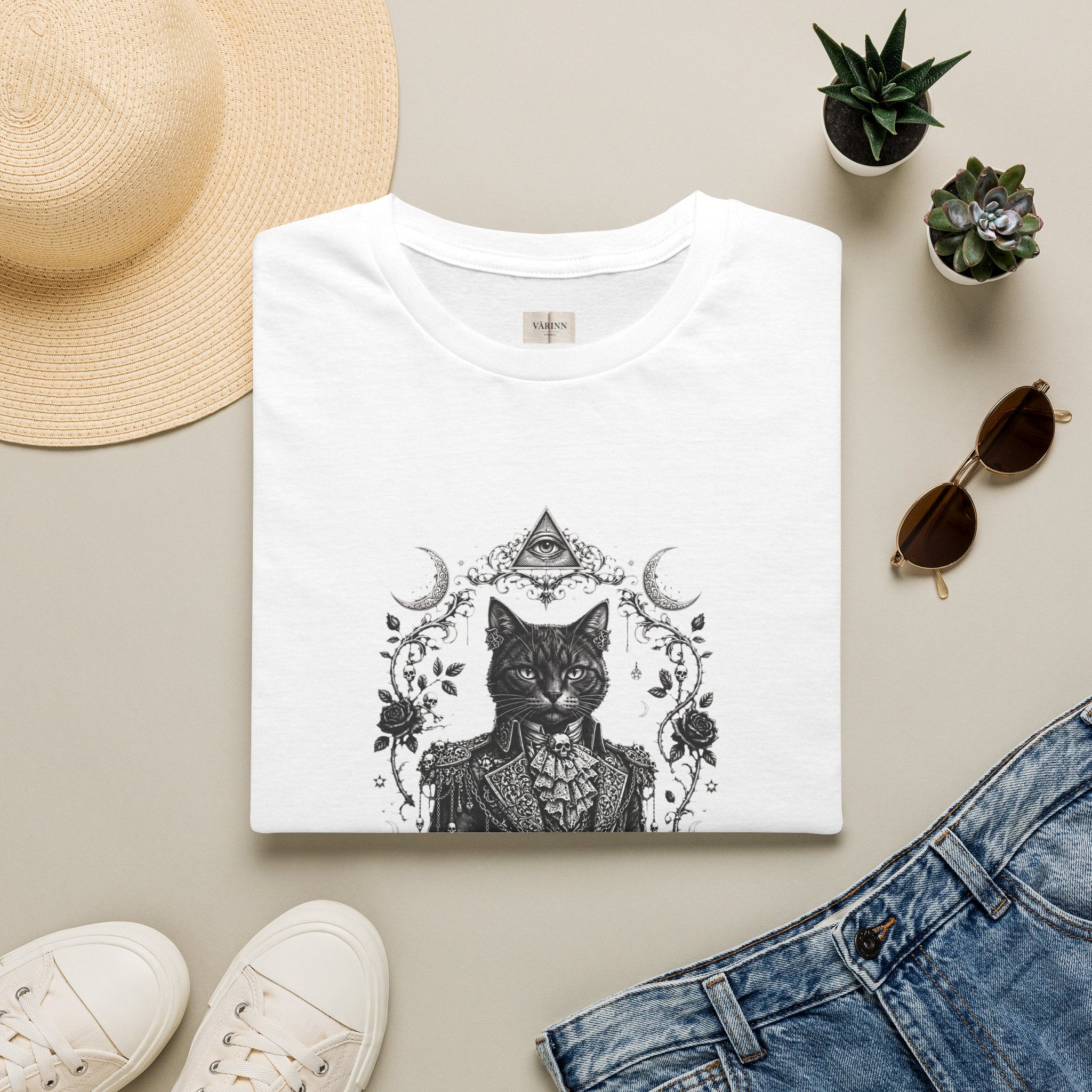 Mystic Gentleman Cat T-Shirt — Occult Cat Portrait Tee