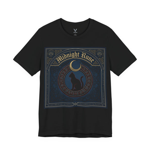 Midnight Rune Cat T-Shirt – Gothic Moon Witch Magic Tee