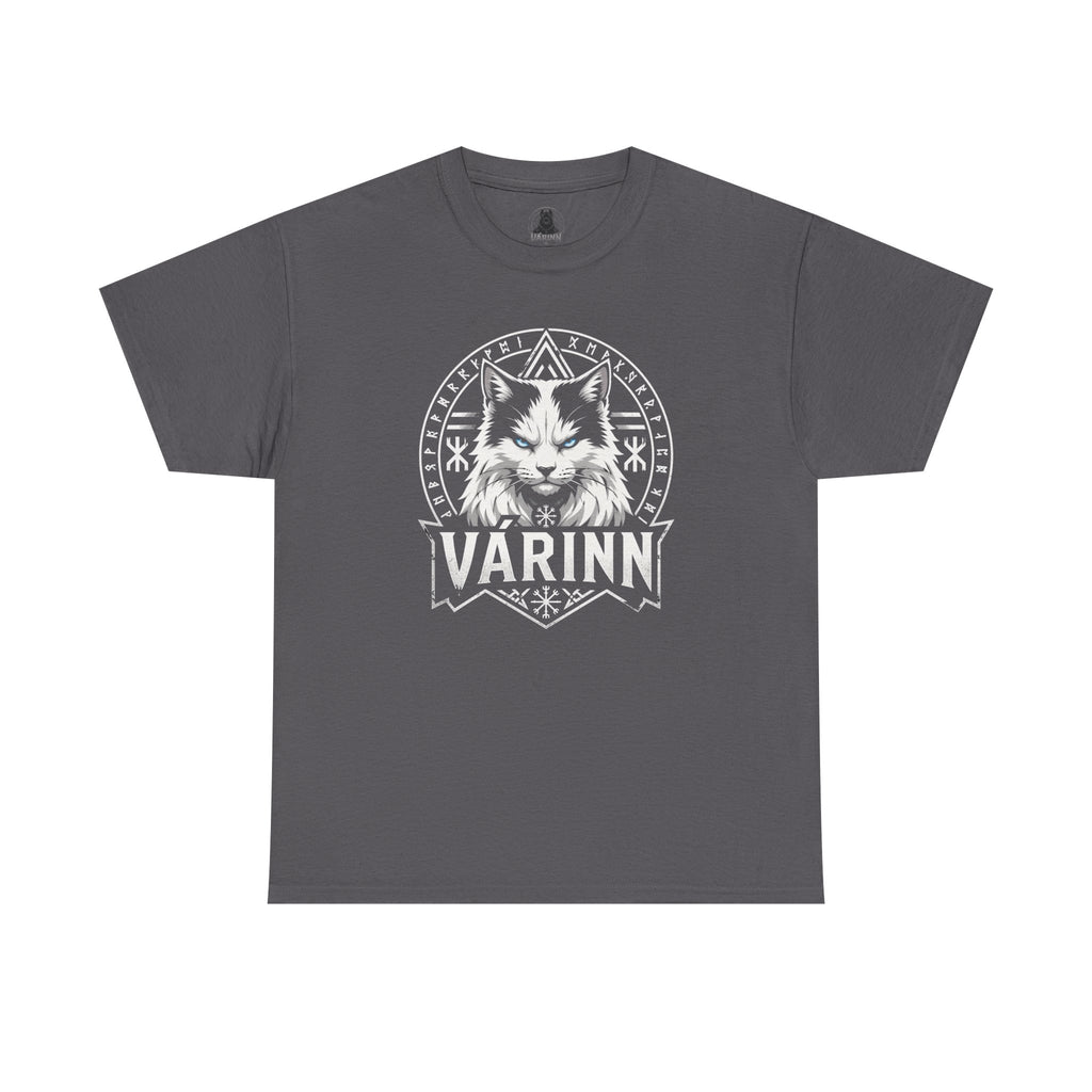 Varinn Viking Cat T‑Shirt — Norse Rune Cat Graphic Tee