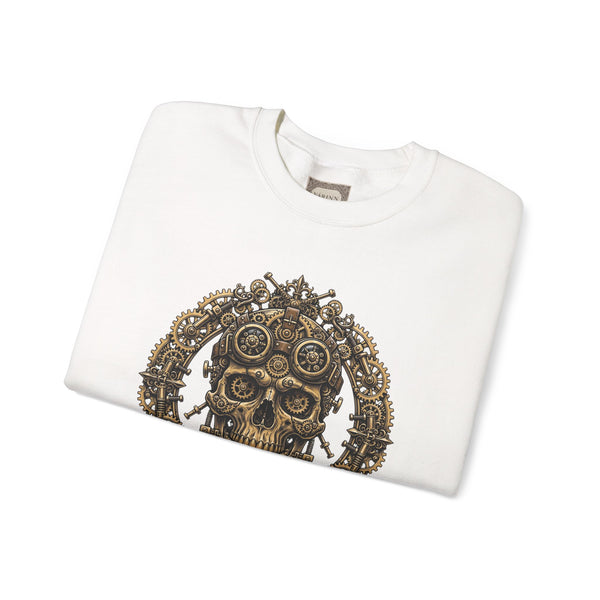 Crewneck Sweatshirt — Steampunk Skull ‘Ink Mechanic’ Graphic