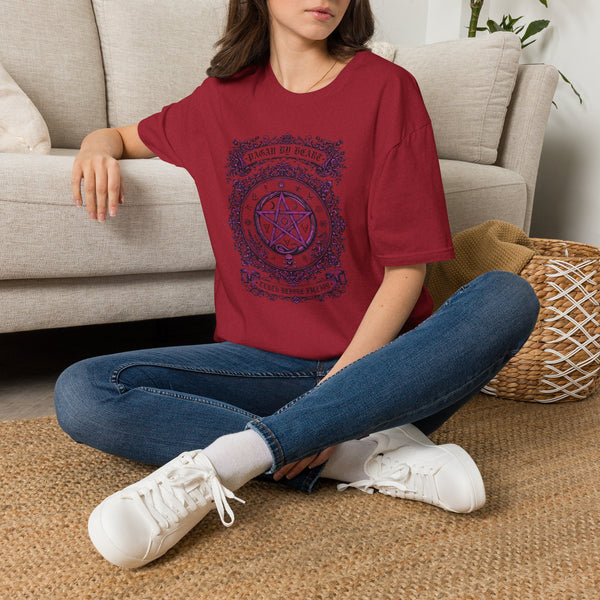 Occult Pentagram Graphic T-Shirt — 'Teach Be Peace' Vintage Mystic Tee