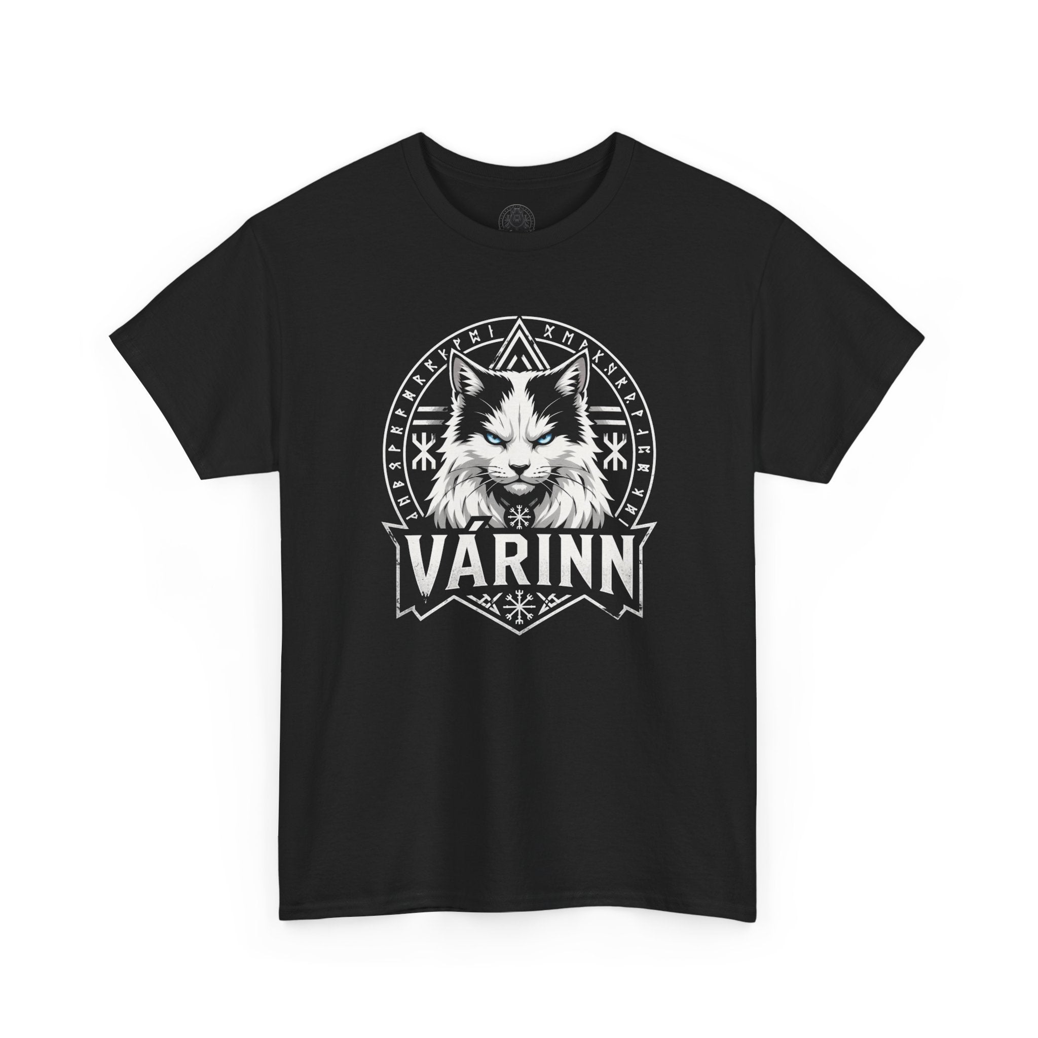 Varinn Viking Cat T‑Shirt — Norse Rune Cat Graphic Tee