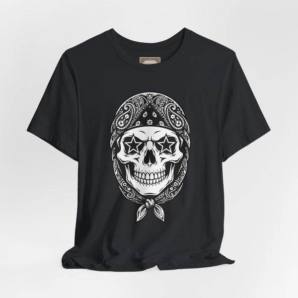 Skull Bandana Tee — Vintage Rock 'n' Roll Skull T‑Shirt with Star Eyes