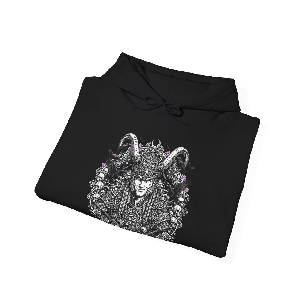 Occult Goat-Head Hoodie — Gothic Horned Deity Graphic Sweatshirt