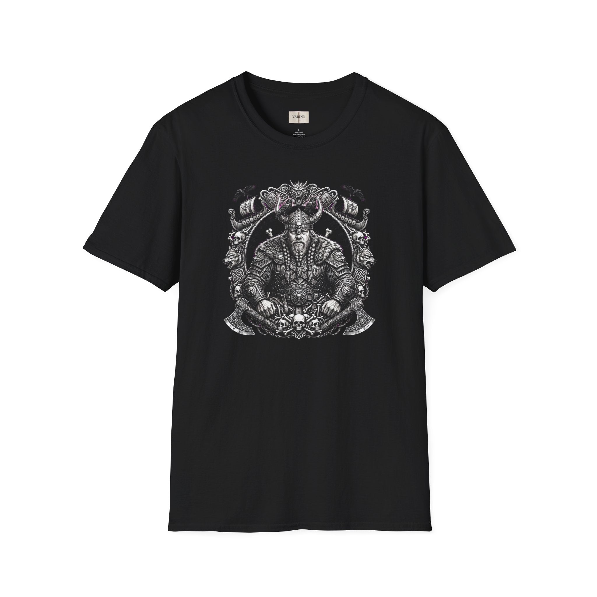 Viking Warrior T-Shirt — Norse Helmet & Axe Graphic