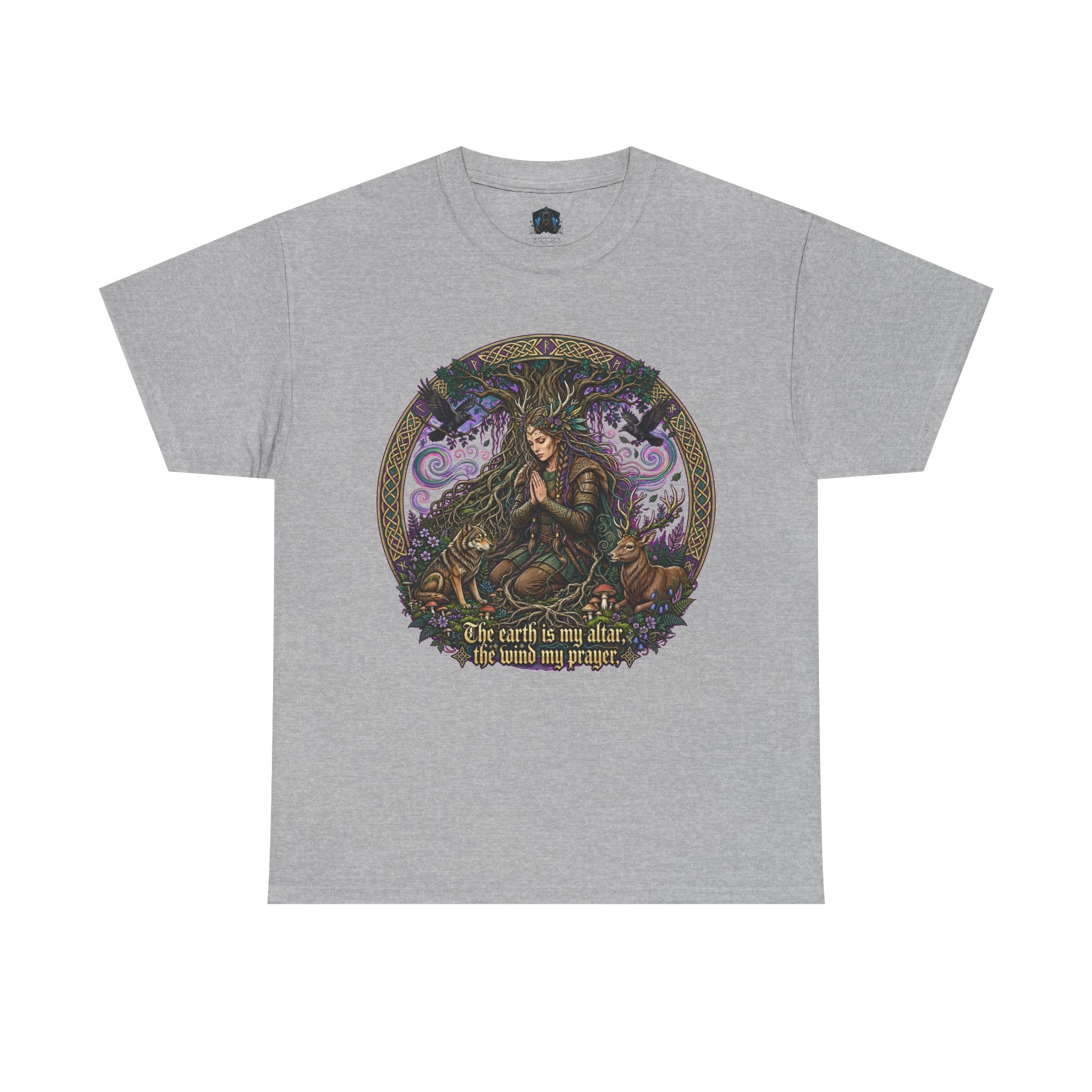 Earth Mother Illustration Tee — "The earth is my altar" Spiritual Nature T-Shirt