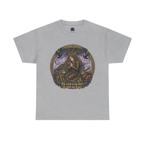 Earth Mother Illustration Tee — "The earth is my altar" Spiritual Nature T-Shirt