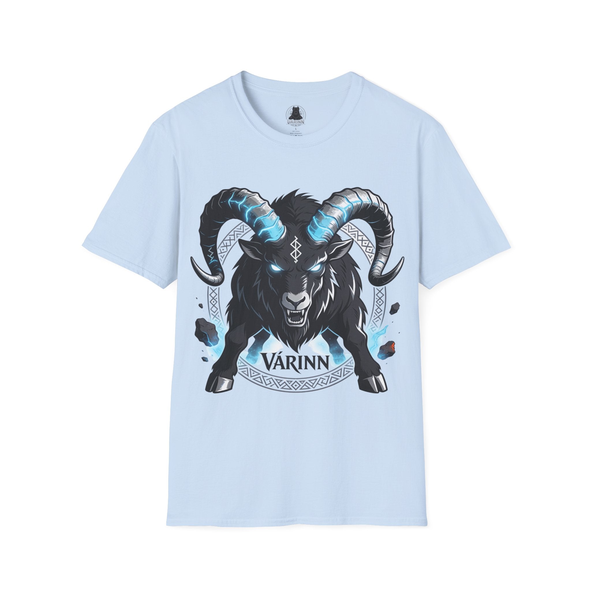 Viking Goat Rune T-Shirt — Varinn Horned Goat Norse Graphic Tee