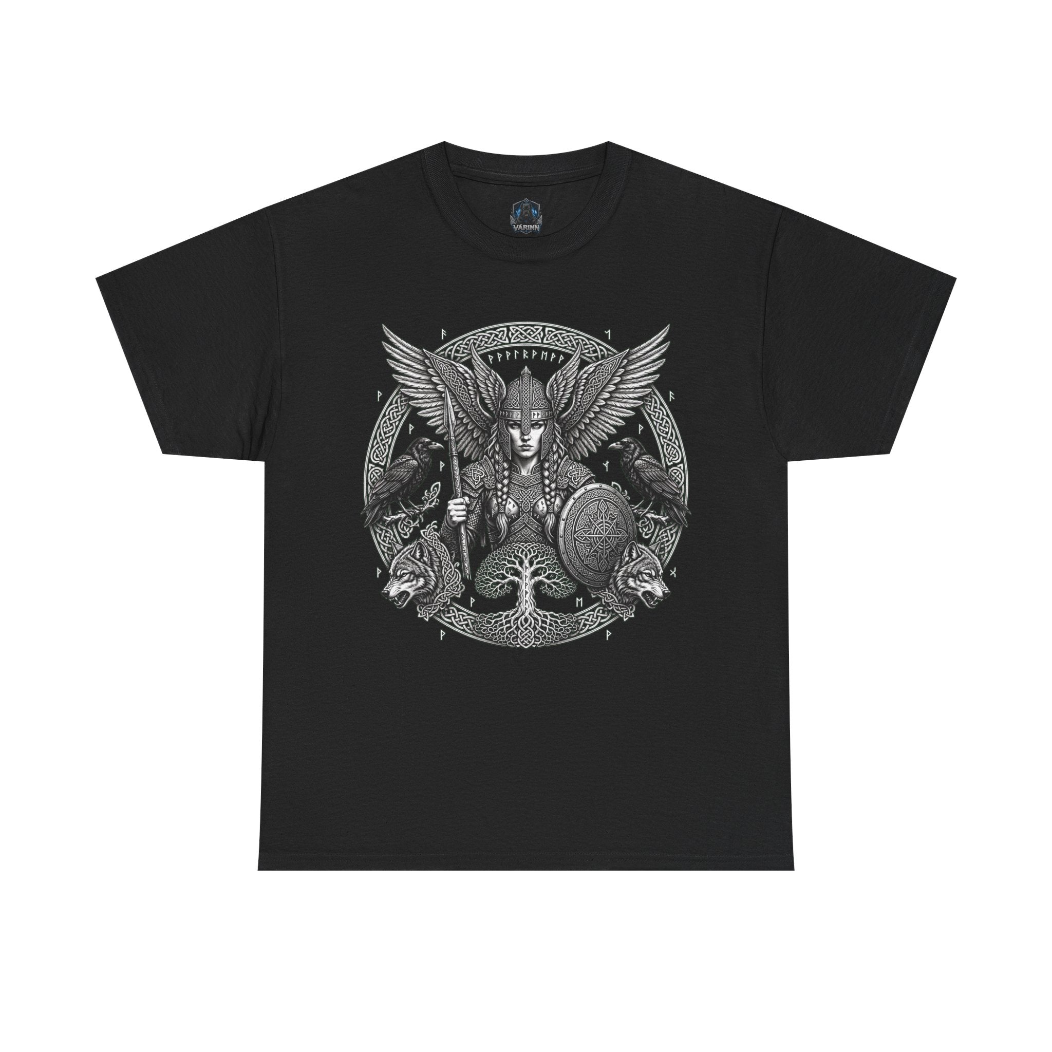 Valkyrie Shield Tee — Norse Warrior Graphic T-Shirt