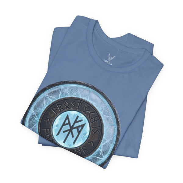 Viking Rune Shield T‑Shirt — Blue Norse Magic Circle Tee