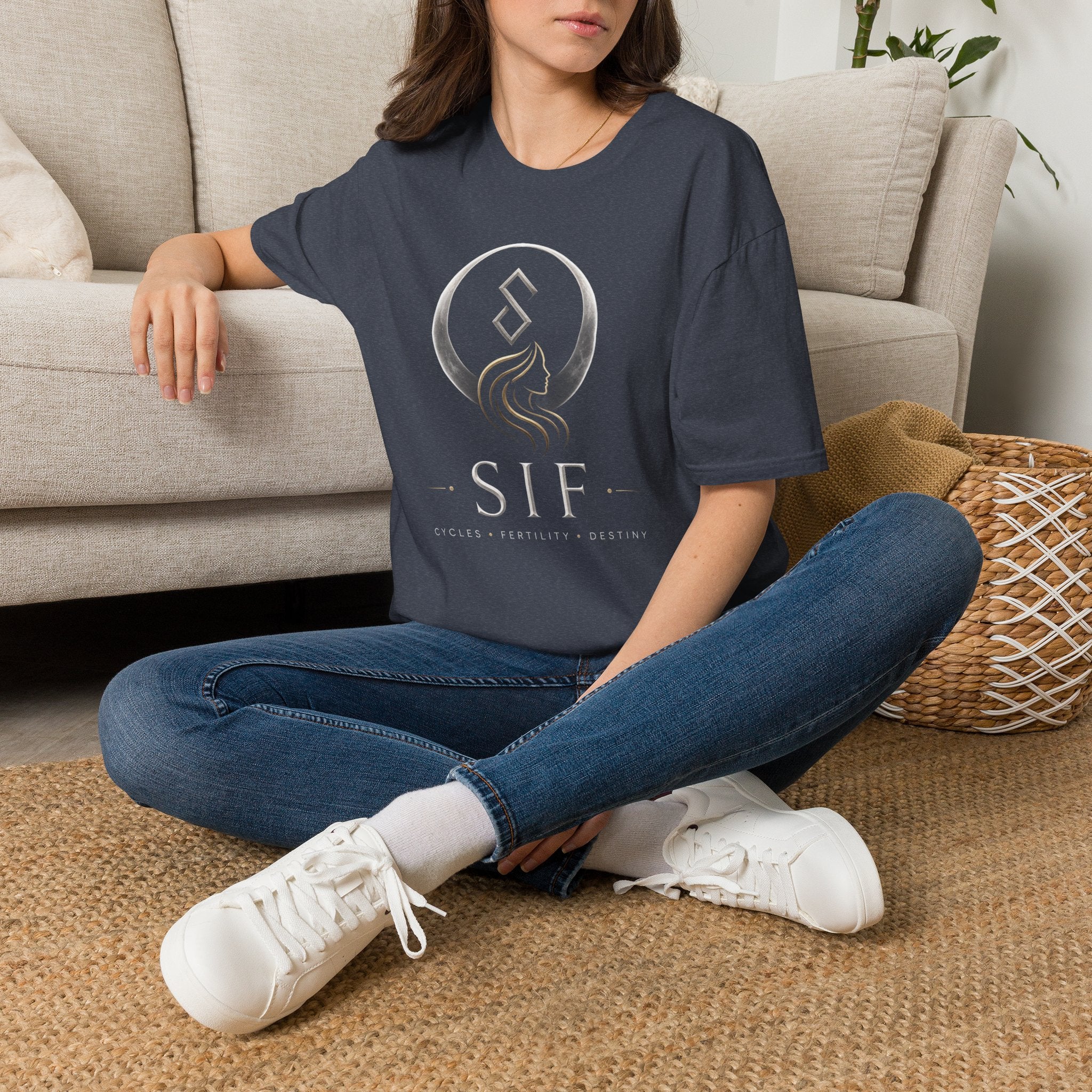 SIF Green Crest T‑Shirt — Celtic Moon & Mermaid Emblem Graphic Tee