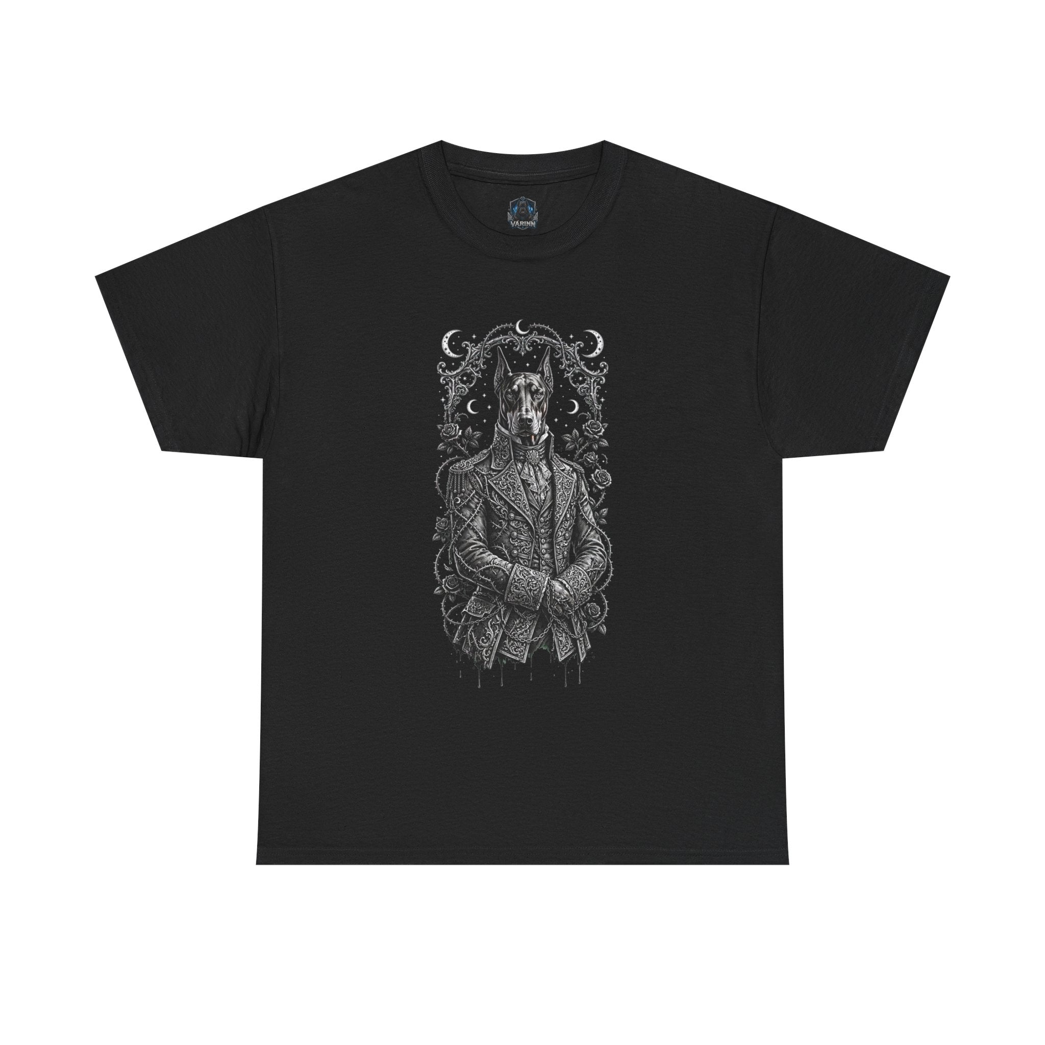 Goth Mystic dog Gentleman T‑Shirt — Gothic Animal Skull Portrait Tee