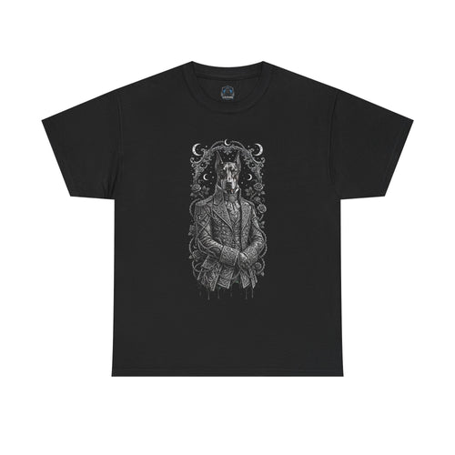 Goth Mystic dog Gentleman T‑Shirt — Gothic Animal Skull Portrait Tee