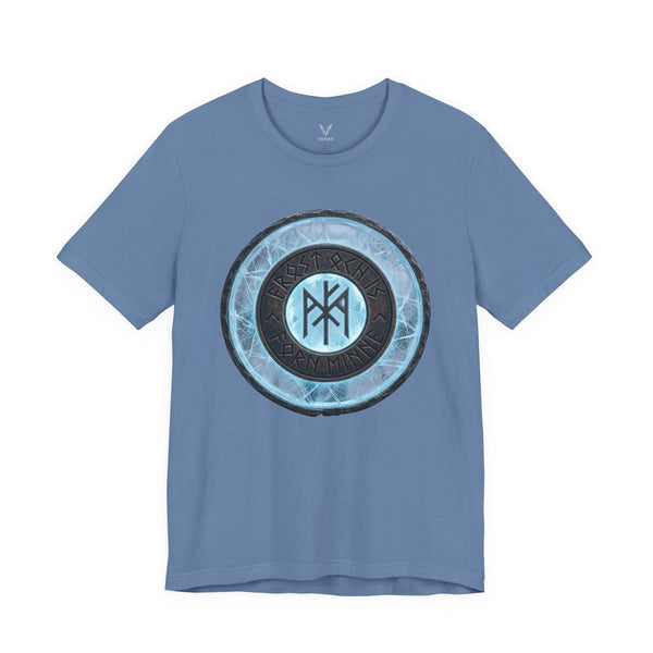 Viking Rune Shield T‑Shirt — Blue Norse Magic Circle Tee