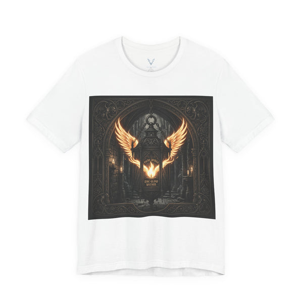 Angel Wings Cathedral Graphic Tee — "Rise From Ashes" Gothic Flame T-Shirt