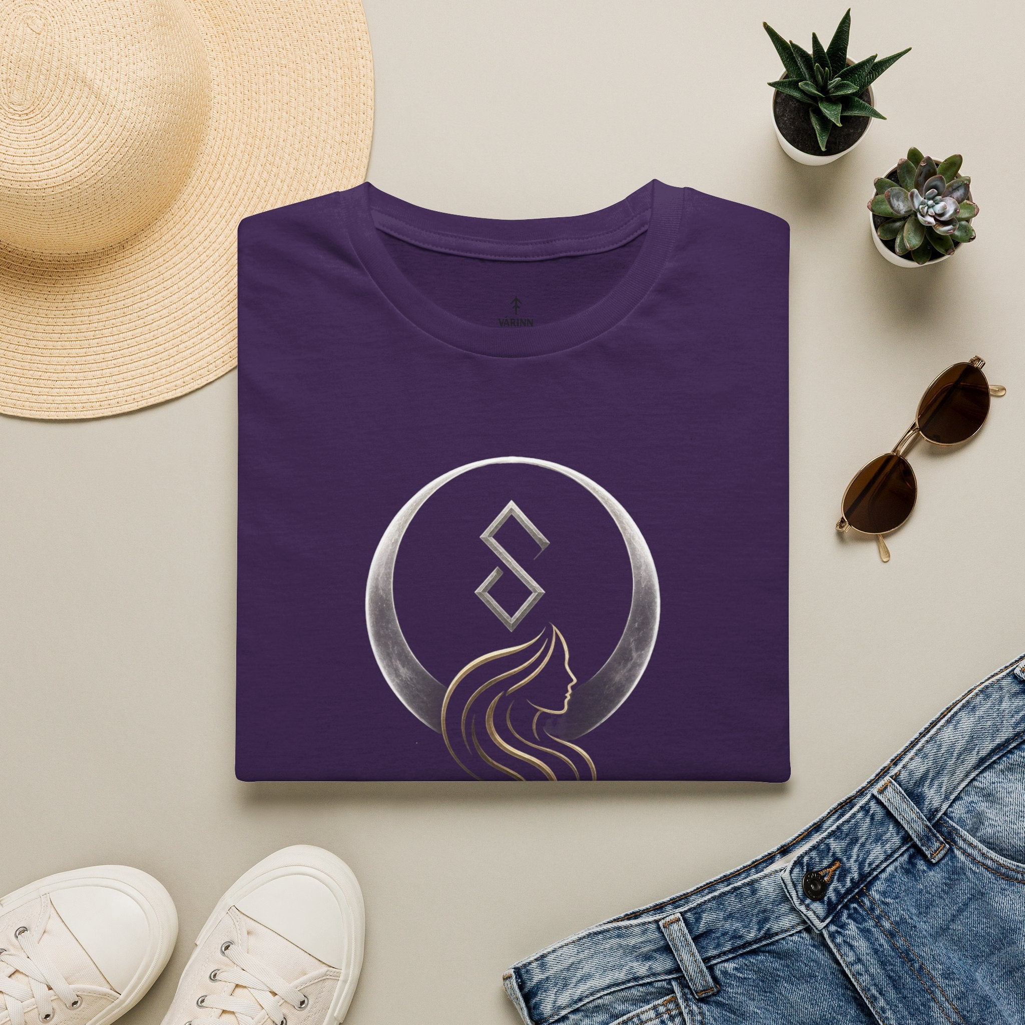 SIF Green Crest T‑Shirt — Celtic Moon & Mermaid Emblem Graphic Tee