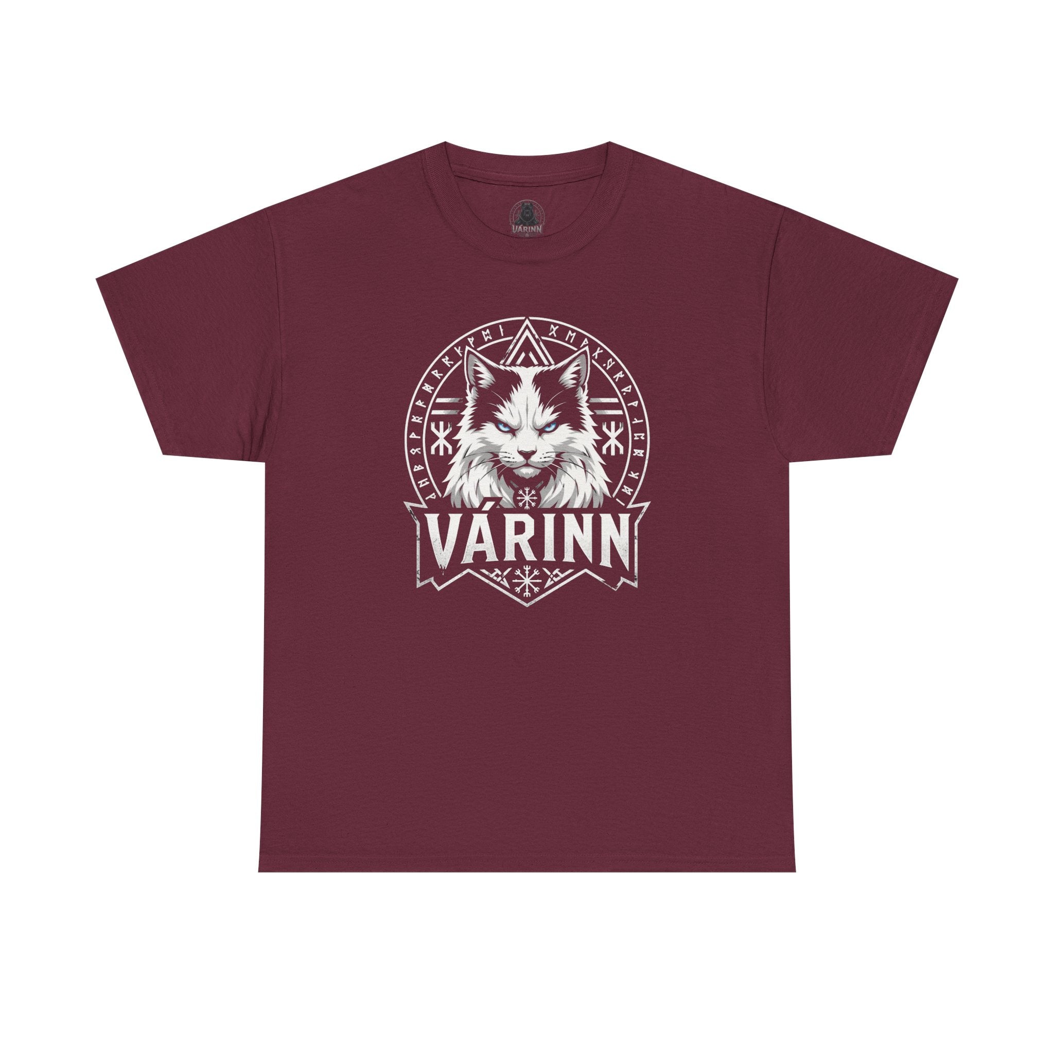 Varinn Viking Cat T‑Shirt — Norse Rune Cat Graphic Tee