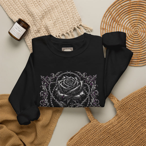 Gothic Rose Cross Crewneck Sweatshirt