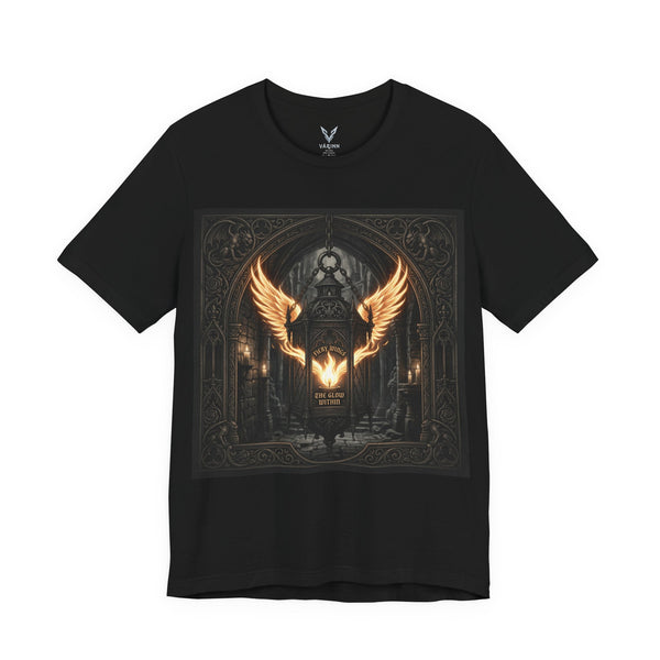 Angel Wings Cathedral Graphic Tee — "Rise From Ashes" Gothic Flame T-Shirt