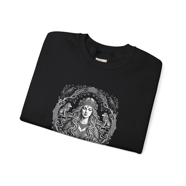 Witchy Goddess Crewneck Sweatshirt – Mystical Raven Illustration