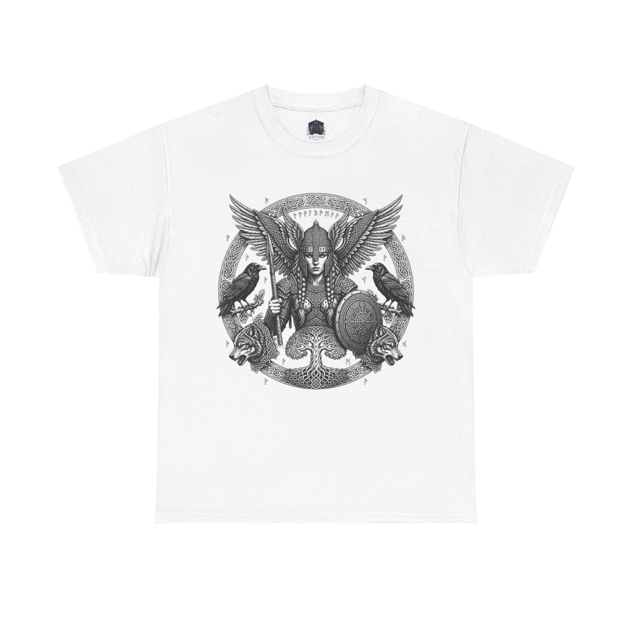 Valkyrie Shield Tee — Norse Warrior Graphic T-Shirt