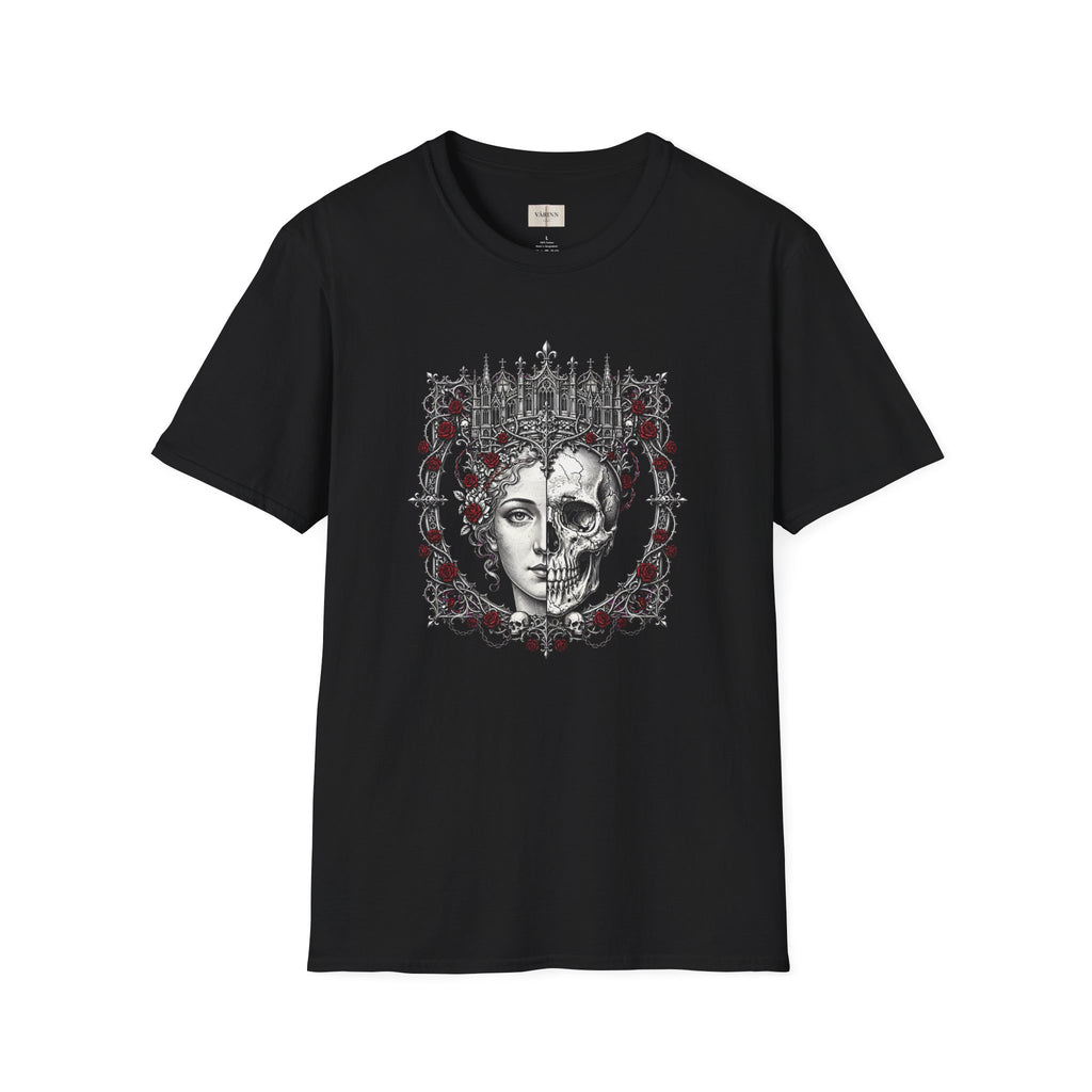 Gothic Half-Skull Portrait T-Shirt