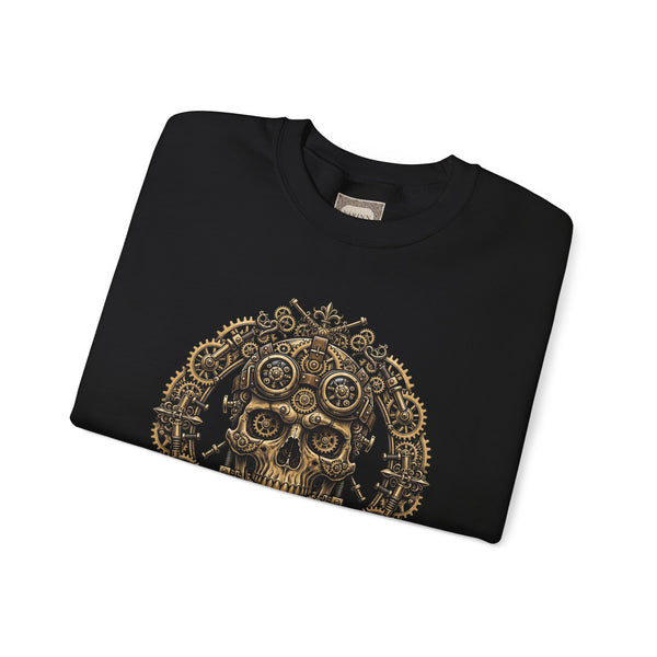 Crewneck Sweatshirt — Steampunk Skull ‘Ink Mechanic’ Graphic