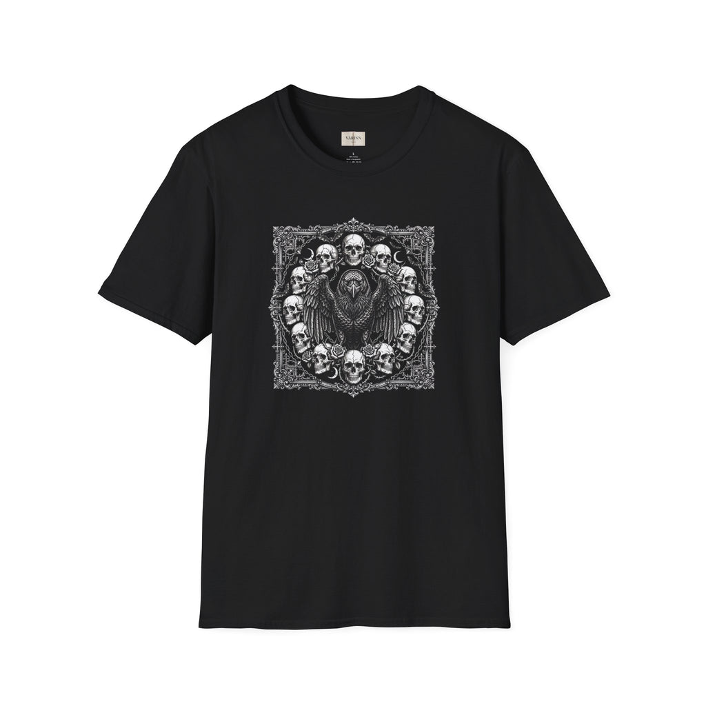 Gothic Raven & Skull Graphic T-Shirt
