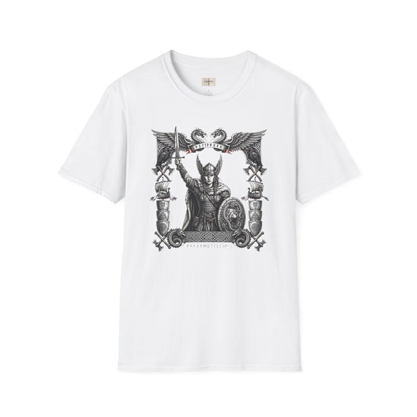 Viking Warrior Graphic T-Shirt — Norse Shieldmaiden Design