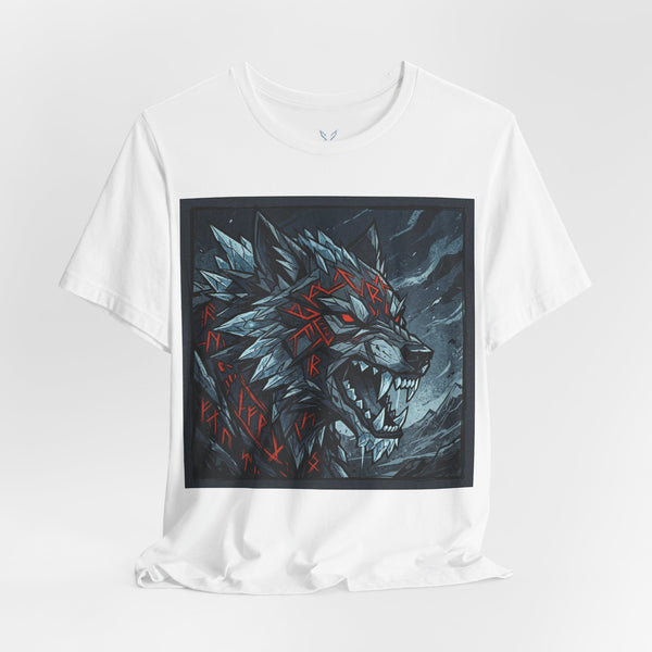 Wolf Head Graphic Tee — Fierce Ice & Red Tribal Wolf T‑Shirt