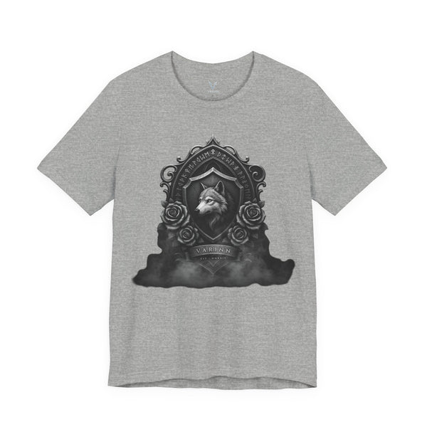 Gothic Raven Crest Tee — Vintage Black Rose Memorial Design