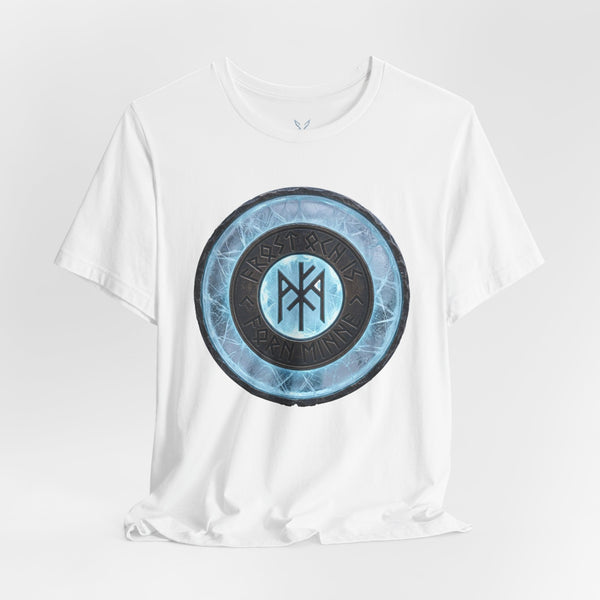Viking Rune Shield T‑Shirt — Blue Norse Magic Circle Tee