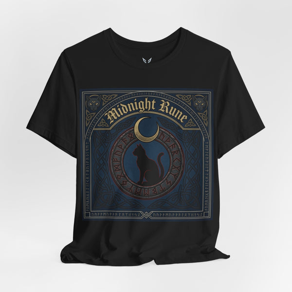 Midnight Rune Cat T-Shirt – Gothic Moon Witch Magic Tee