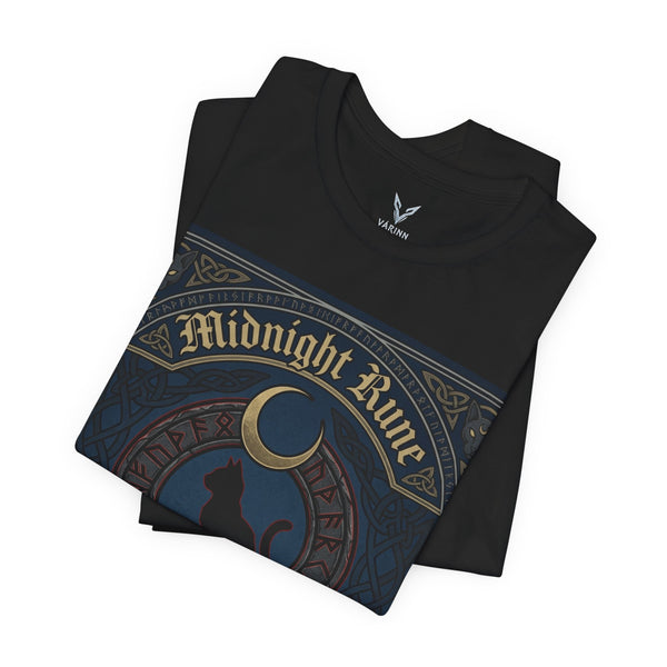 Midnight Rune Cat T-Shirt – Gothic Moon Witch Magic Tee