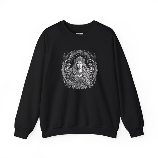 Witchy Goddess Crewneck Sweatshirt – Mystical Raven Illustration