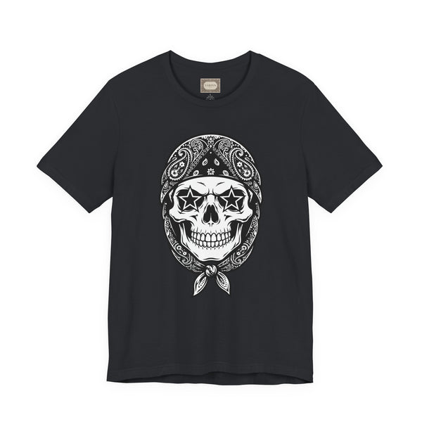 Skull Bandana Tee — Vintage Rock 'n' Roll Skull T‑Shirt with Star Eyes