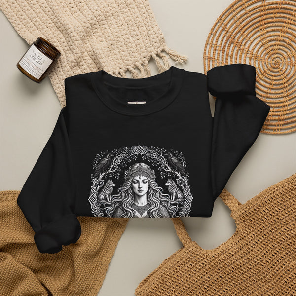 Witchy Goddess Crewneck Sweatshirt – Mystical Raven Illustration