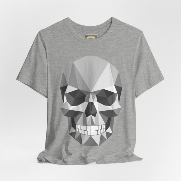 Geometric Skull T‑Shirt — Faceted Gray Skull Graphic Tee