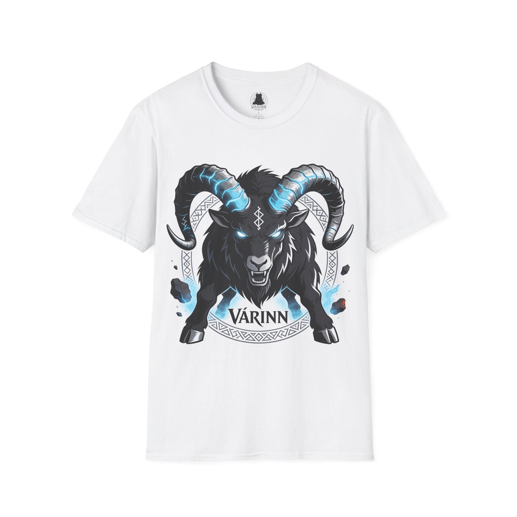 Viking Goat Rune T-Shirt — Varinn Horned Goat Norse Graphic Tee