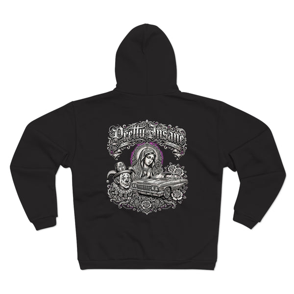 Pretty Insane Zip Hoodie — Gothic Religious Art Graphic Hoodie