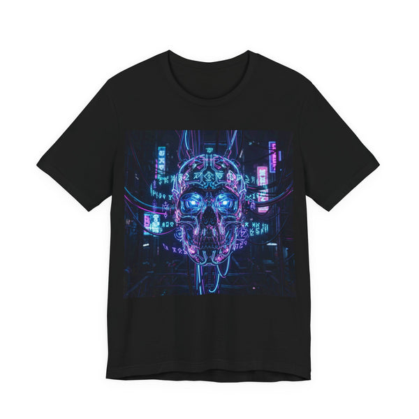 Cyberpunk Skull Tee — Neon Tech Skull Graphic T-Shirt