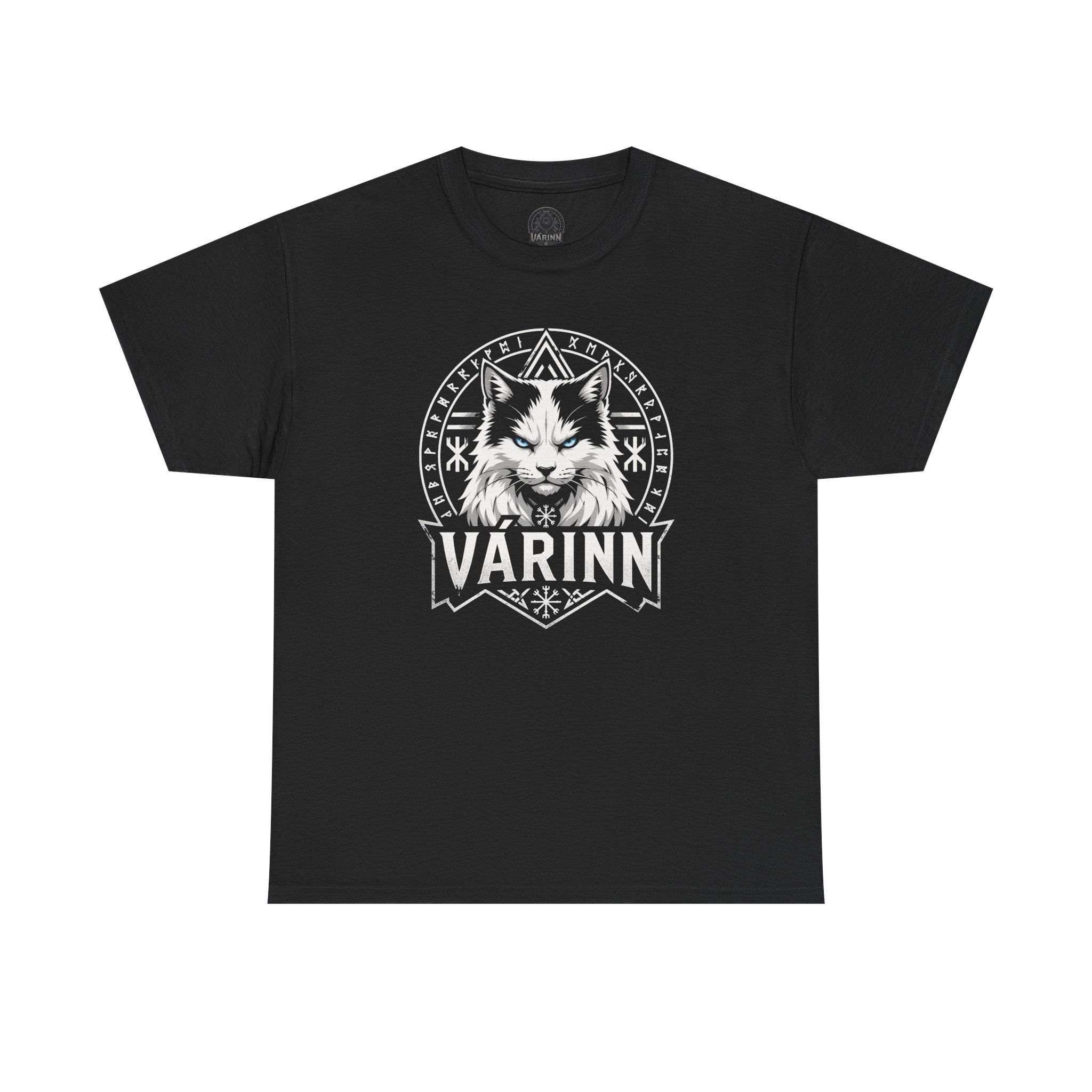Varinn Viking Cat T‑Shirt — Norse Rune Cat Graphic Tee