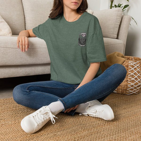 Mystic Night Owl Pocket T-Shirt — Small Gothic Owl Crest Tee