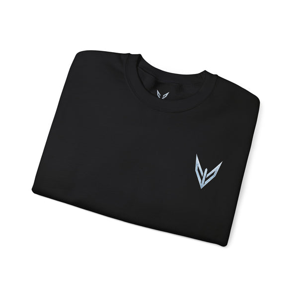 Crewneck Sweatshirt — Dark Gothic Angel Back Graphic, Moody Alternative Streetwear